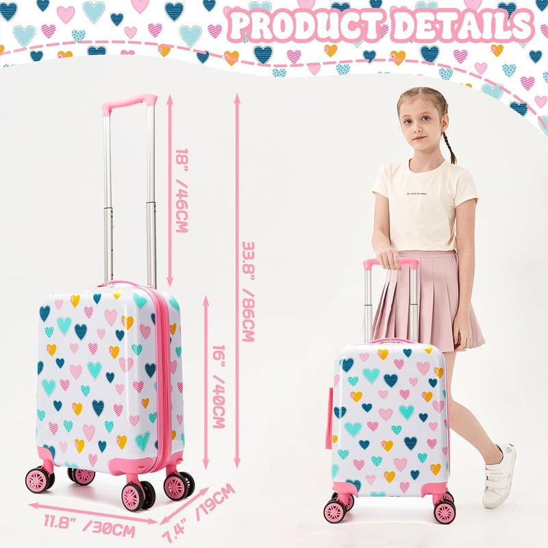 Inprof Kid’s Luggage Set 5 Piece Suitcase Set 16’’ Hardside Luggage with Spinner Wheels Girls Carry on Toddler Travel Rolling Suitcase Carry on Luggage Airline Approved - Image 2